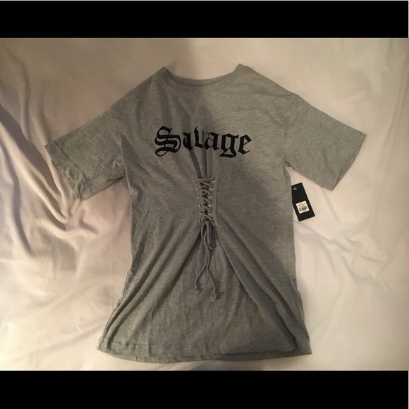 Grey Graphic Drawstring Tee - Picture 1 of 3